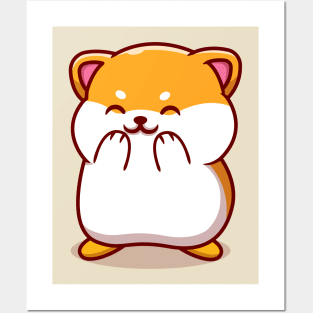 Cute Hamster Laughing Cartoon Posters and Art